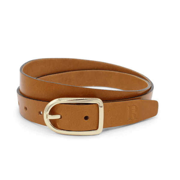 Frauengürtel Gürtel für Frauen Damengürtel mit goldener Schnalle schmaler Damengürtel cognac 2,5 cm Sandra