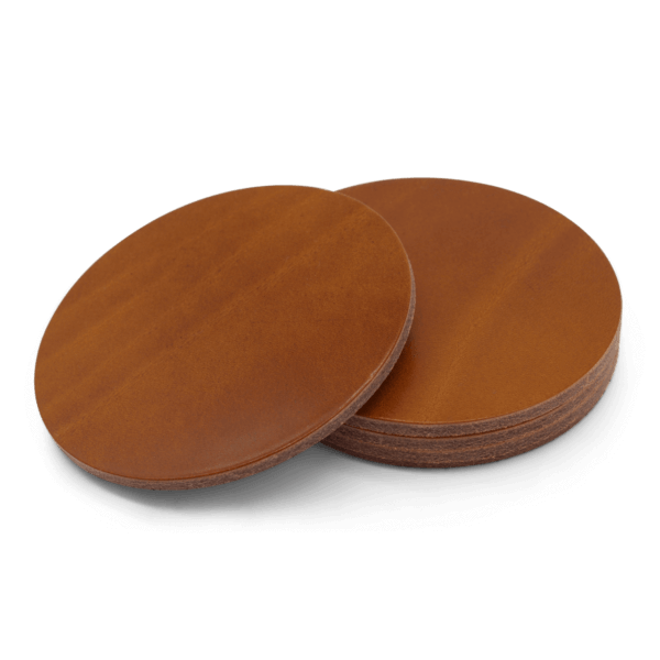 Leder Untersetzer Glasuntersetzer rund cognac