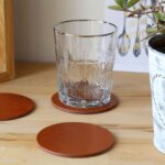 untersetzer leder glasuntersetzer cognac hellbraun rund