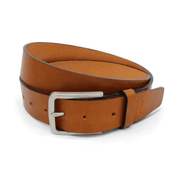 Gürtel Edelstahl Schnalle Schließe Cognac Braun Ledergürtel 3,5 cm