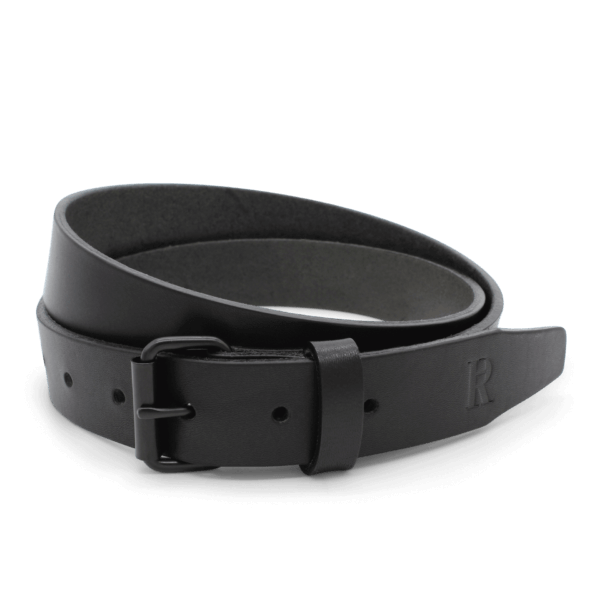 Gürtel mit Rollschnalle 3 cm Ledergürtel Herren Schwarz mit dunkler Schnalle