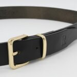 Damengürtel Leder schwarz Goldene Schnalle 3 cm Frauengürtel Jeans