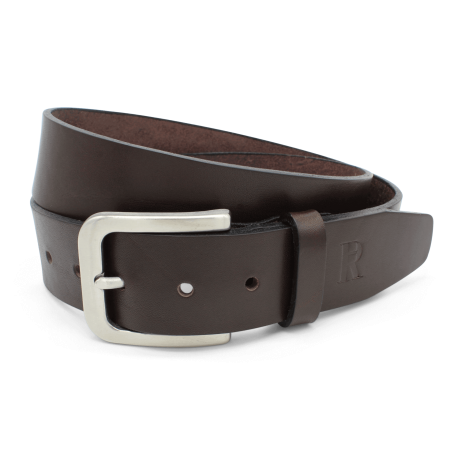 Ledergürtel mit Edelstahlschnalle braun 4 cm